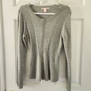 Victoria's Secret Grey Peplum Wool Blend Zip up Cardigan Sweater - Size M